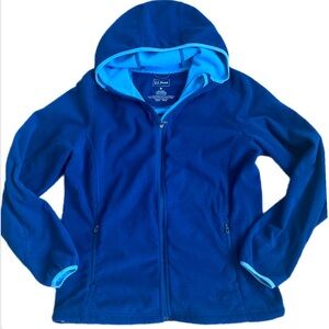 L.L. Bean Fleece Hooded Two Tone Long Sleeve Blue Full Zip Jacket Coat S…